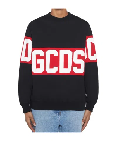 Gcds Band-logo Crew-neck Sweatshirt In Black