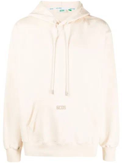 Gcds Logo-detail Drawstring Hoodie In Neutrals