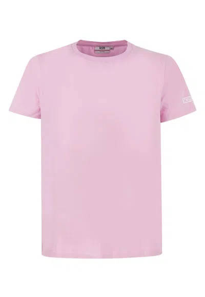 Gcds Logo Detailed Slim Fit T-shirt In Rosa