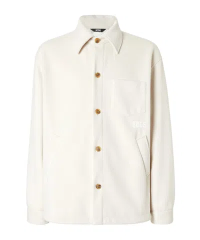 Gcds Logo-embroidered Button-up Jacket In White