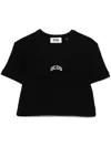 Gcds Logo Embroidered Crop T-shirt In Black