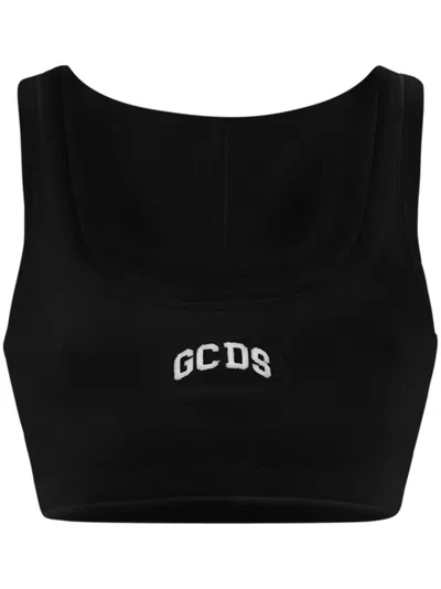 Gcds Logo-embroidered Cropped Top In Black