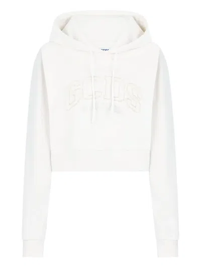 Gcds Logo-embroidered Hoodie In Neutral