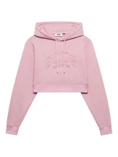 Gcds Logo-embroidered Hoodie In Pink