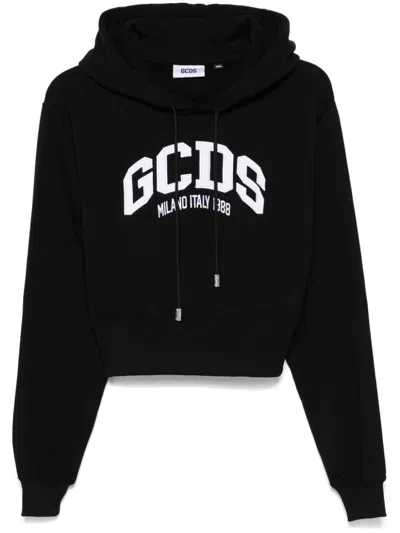 Gcds Logo-embroidered Hoodie In Black