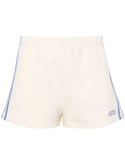 Gcds Logo-embroidered Jersey Shorts In Nude