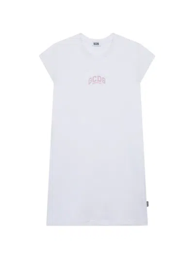 Gcds Kids' Logo-embroidered Lounge Dress In White