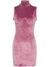Gcds Logo-embroidered Open-back Velvet Minidress In Purple