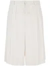 Gcds Logo-embroidered Pleated Bermuda Shorts In Neutrals