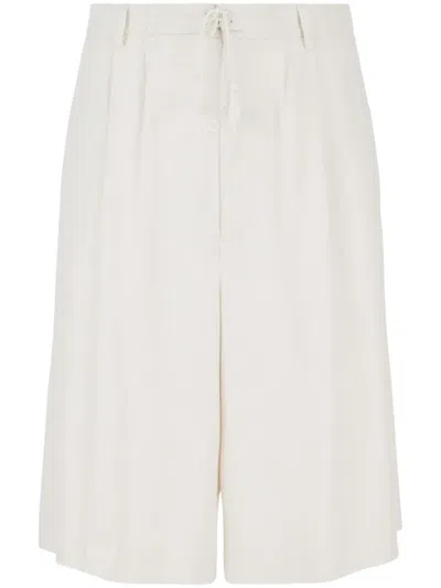 Gcds Logo-embroidered Pleated Bermuda Shorts In Neutrals