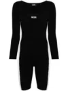 Gcds Logo-embroidered Ribbed Jumpsuit In Schwarz