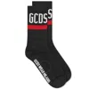 Gcds Logo-embroidered Ribbed Socks In Black