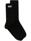 Gcds Logo-embroidered Ribbed Socks In Black