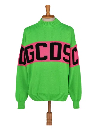 Pre-owned Gcds Logo-embroidered Sweater In Green