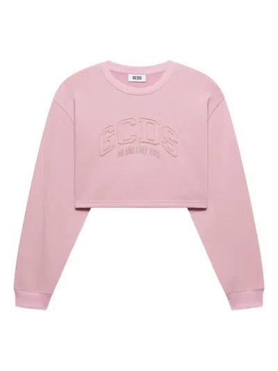 Gcds Logo-embroidered T-shirt In Pink