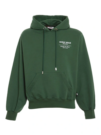Gcds Logo Embroidery Hoodie In Green