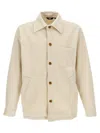 Gcds Logo Embroidery Jacket With Chest Pocket In Neutral