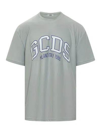 Gcds Logo Front Tee In Gray