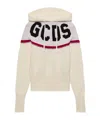 Gcds Cropped Hoodie With Logo And Hood In Metallic