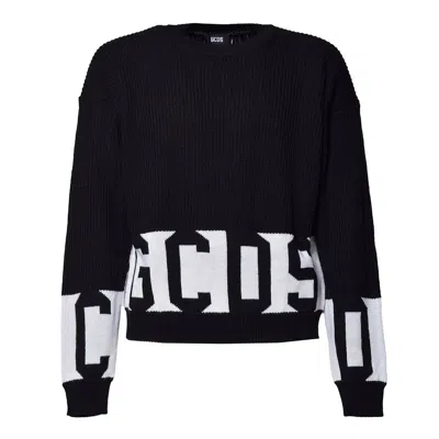 Gcds Logo Intarsia Crewneck Jumper In Nero