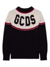 Gcds Black Sweater With Contrast Logo  In Black
