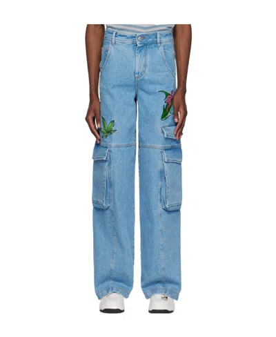 Gcds Logo Jeans In Blue