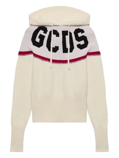 GCDS LOGO KNIT CROPPED HOODIE