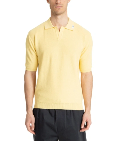 Gcds Logo Knit Polo Shirt In Yellow