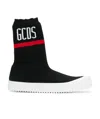 Gcds Logo Knitted High-top Casual Sneakers In Black