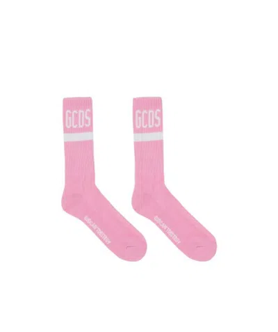 Gcds Logo Knitted Socks In Pink