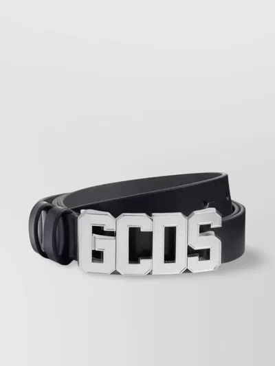 Gcds Logo Leather Belt With Adjustable Length And Loops
