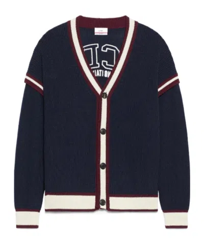 Gcds Logo Lounge College Cardigan In Blue