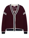 Gcds Striped Cardigan In Burgundy