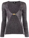 Gcds Long Multicolor Cardigan With Logo Clip In Lurex Woman