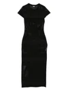 Gcds Long Mesh Dress With Logo In Black