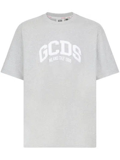 Gcds Logo Oversized T-shirt In Grey