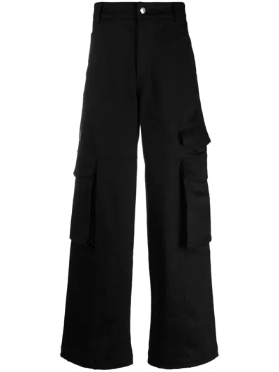 Gcds Logo-patch Cargo Trousers In Schwarz