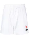 Gcds Logo-patch Cotton Shorts In Weiss