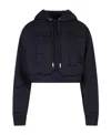 Gcds Logo-embroidered Cropped Hoodie In Black