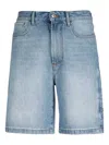 Gcds Logo-patch Denim Shorts In Blue