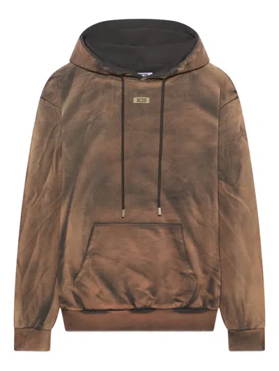Gcds Logo-patch Hoodie In Brown