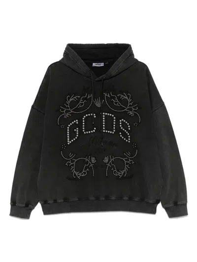 Gcds Logo-patch Hoodie In Grey