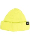 Gcds Logo-patch Ribbed Knit Beanie In Gelb