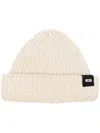 Gcds Logo-patch Ribbed Knit Beanie In Nude