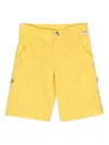 Gcds Logo-patch Stretch-cotton Shorts In Yellow
