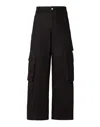 Gcds Logo Patch Wide-leg Cargo Pants In Black
