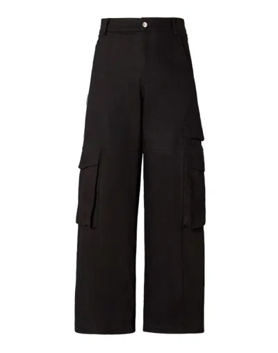 GCDS LOGO PATCH WIDE-LEG CARGO PANTS