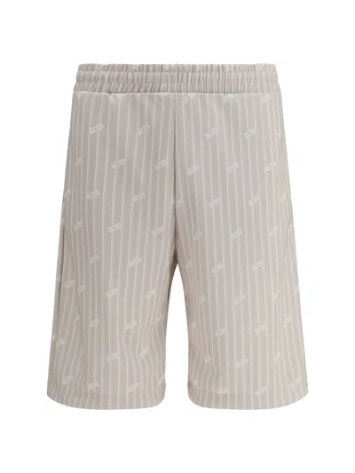 Gcds Logo Pinstripe Bermuda Shorts In Neutral