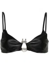 Gcds Logo-plaque Leather Bralette In Schwarz