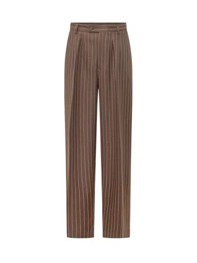 Gcds Logo Preppy Pants In Pinecone/brown